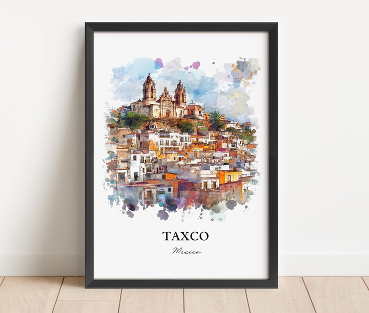 Taxco Mexico Wall Art, Guerrero State Print, Mexico Watercolor Art, Taxco Mexico Gift, Travel Print, Travel Poster, Housewarming Gift