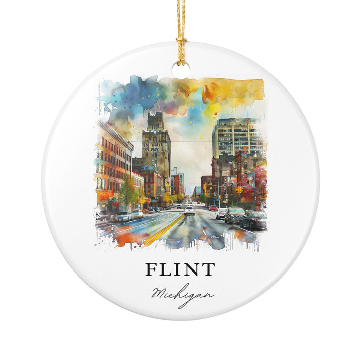 Flint Michigan Ornament: Unique Flint Michigan Souvenir, Michigan Xmas Decor, and Authentic Flint MI Gift