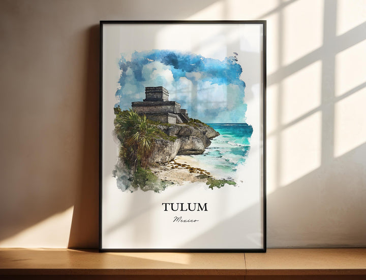 Tulum Wall Art, Tulum MX Print, Tulum Watercolor Art, Tulum Mexico Gift, Travel Print, Travel Poster, Housewarming Gift