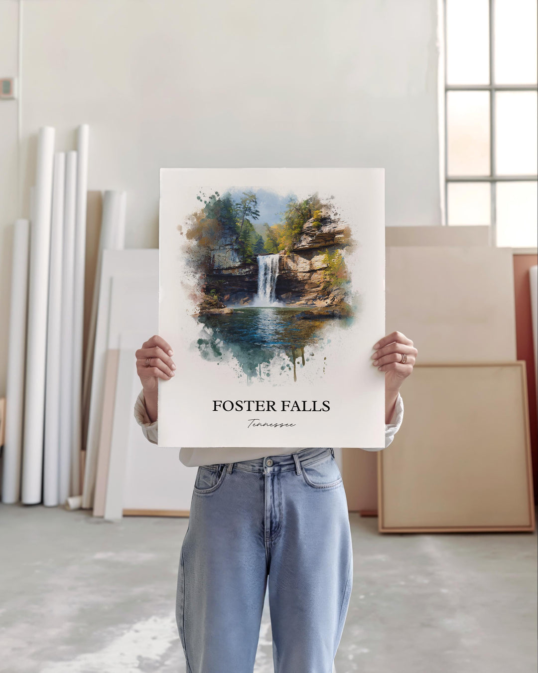 Foster Falls Wall Art, Sequatchie TN Print, Tennessee Watercolor Art, Foster Falls TN Gift, Travel Print, Travel Poster, Housewarming Gift