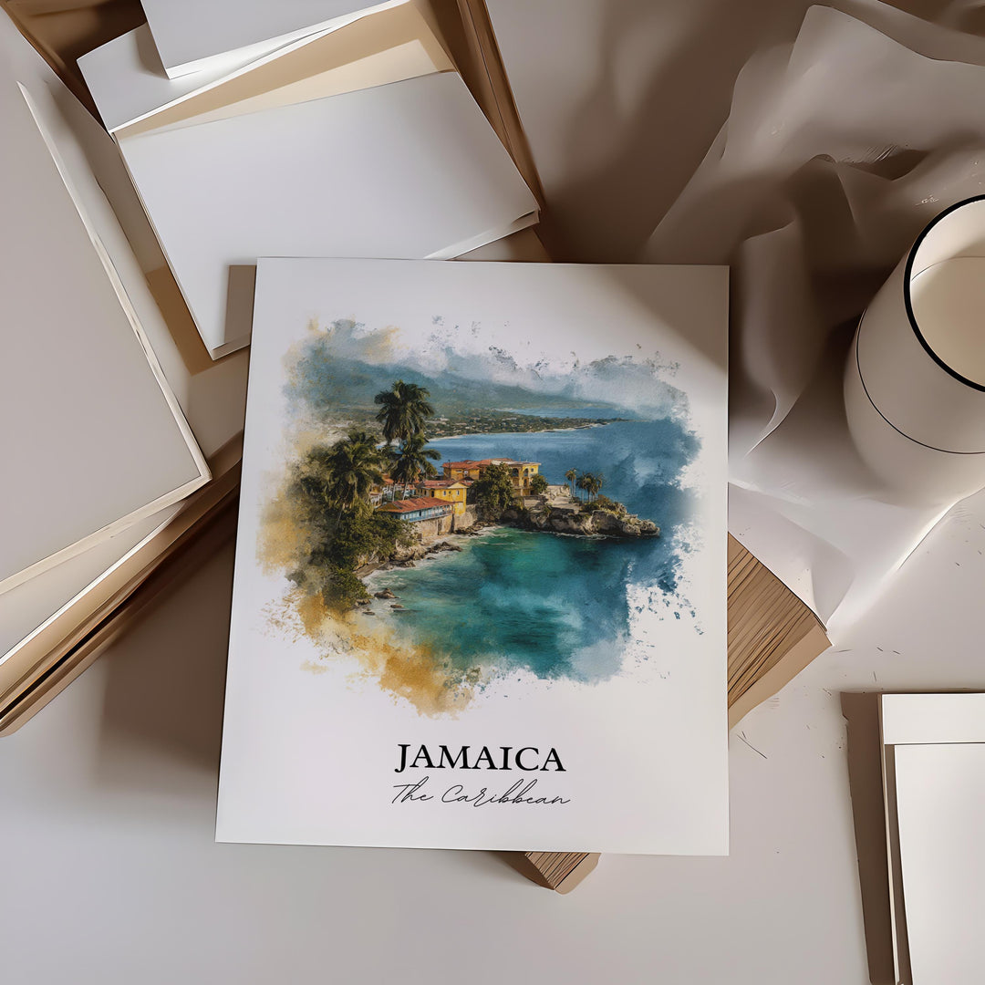 Jamaica Wall Art, Jamaica Print, Caribbean Watercolor Art, Jamaica Gift, Travel Print, Travel Poster, Housewarming Gift