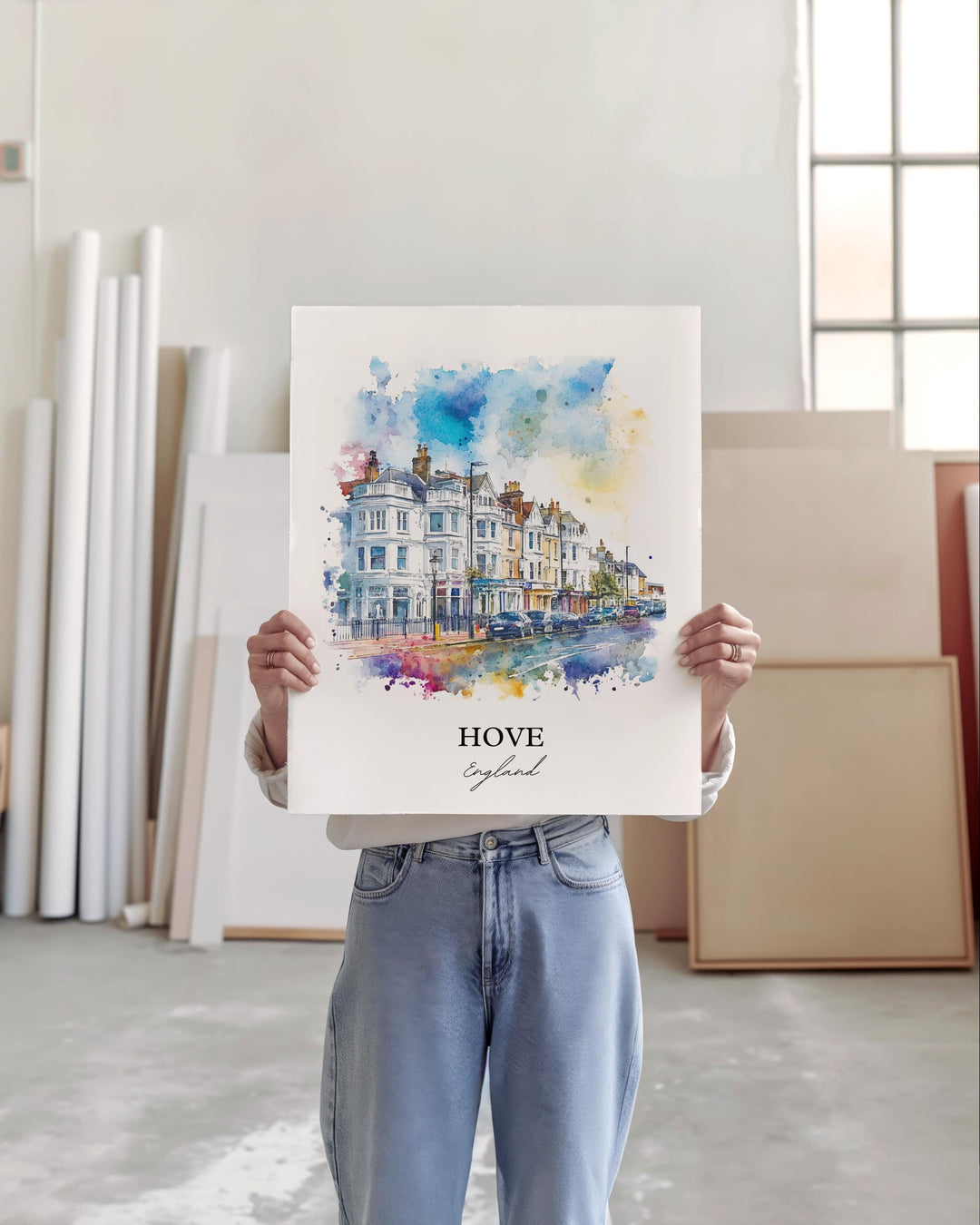 Hove England Wall Art, East Sussex England Print, Hove Watercolor Art, Hove England Gift, Travel Print, Travel Poster, Housewarming Gift