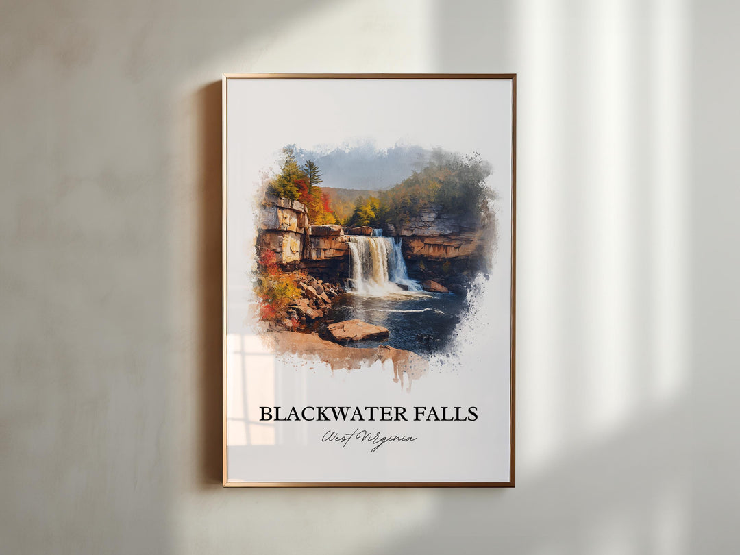 Blackwater Falls Art, Blackwater Falls WV Print, West Virginia Artwork, Thomas WV Gift, Travel Print, Travel Poster, Housewarming Gift