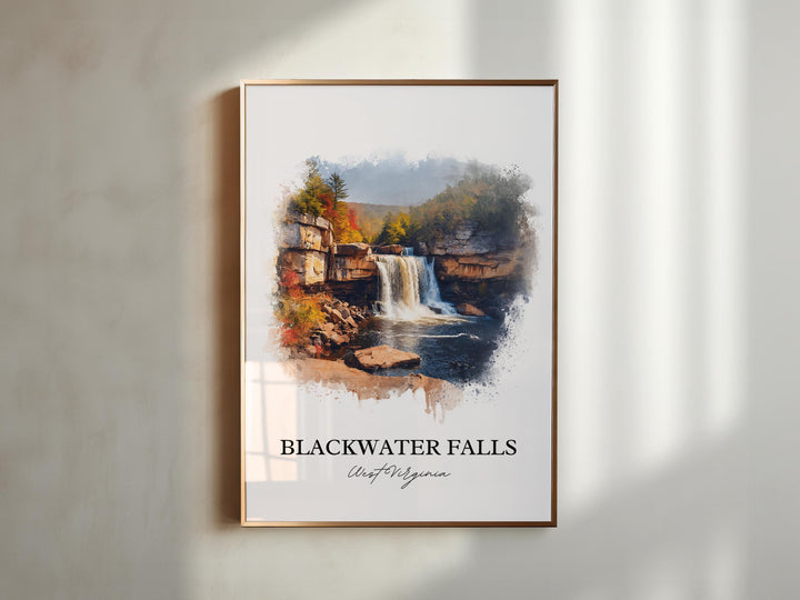 Blackwater Falls Art, Blackwater Falls WV Print, West Virginia Artwork, Thomas WV Gift, Travel Print, Travel Poster, Housewarming Gift
