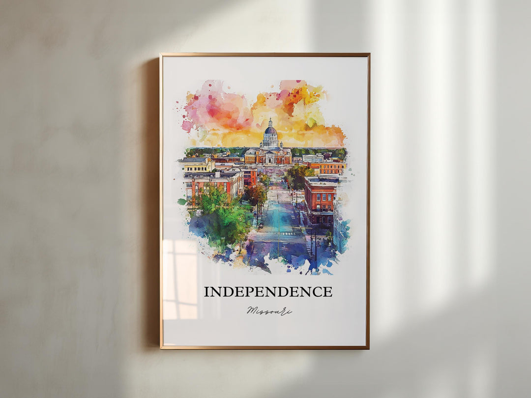 Independence MO Wall Art, Jackson MO Print, Missouri Watercolor, Independence Missouri Gift, Travel Print, Travel Poster, Housewarming Gift
