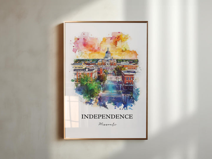 Independence MO Wall Art, Jackson MO Print, Missouri Watercolor, Independence Missouri Gift, Travel Print, Travel Poster, Housewarming Gift