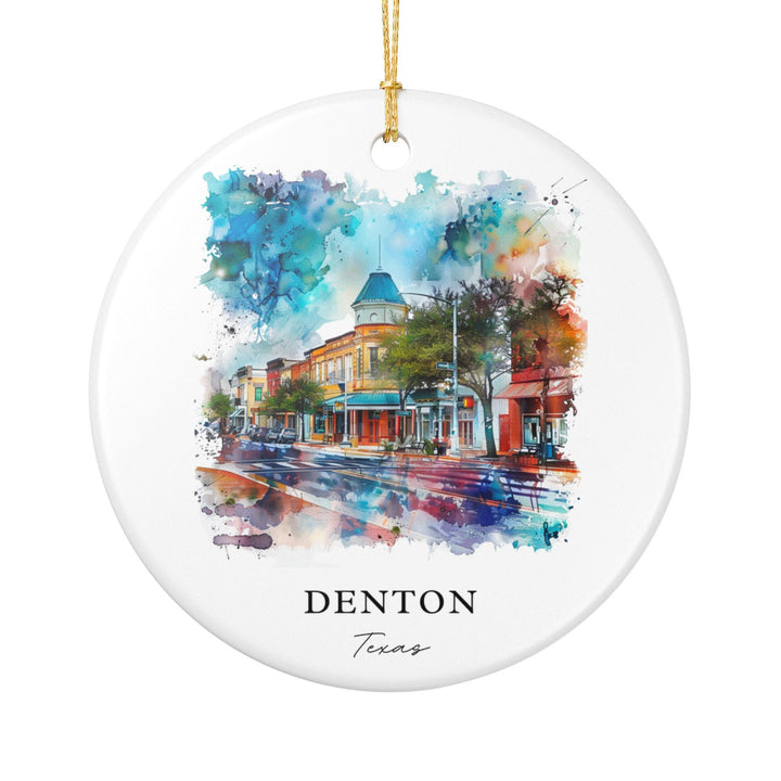Denton Texas Ornament: Unique Denton TX Souvenir, Denton Texas Xmas Decor, and Authentic Texas Gift