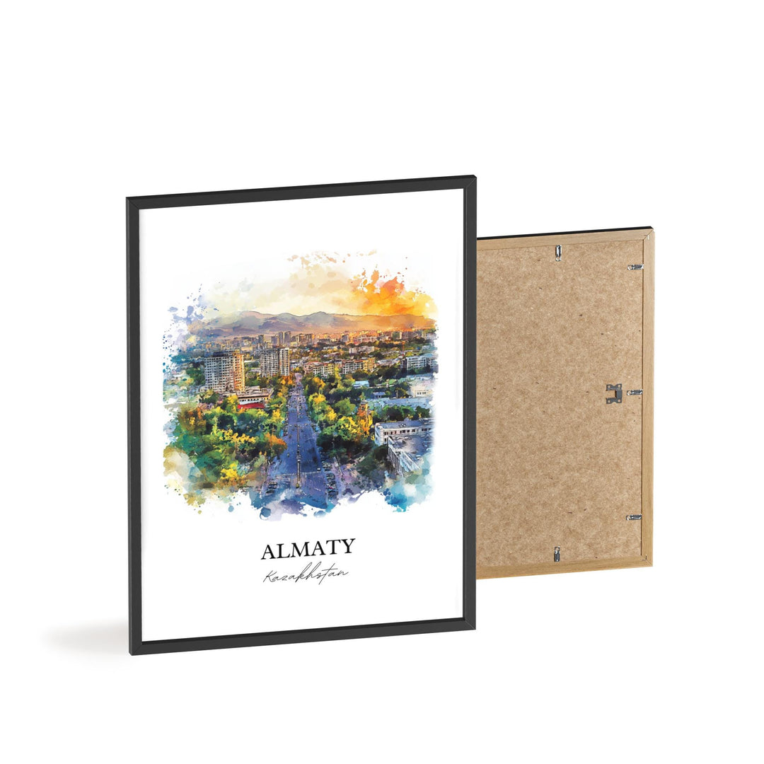 Almaty Wall Art, Kazakhstan Print, Almaty Kazakhstan Watercolor Art, Almaty Gift, Travel Print, Travel Poster, Housewarming Gift