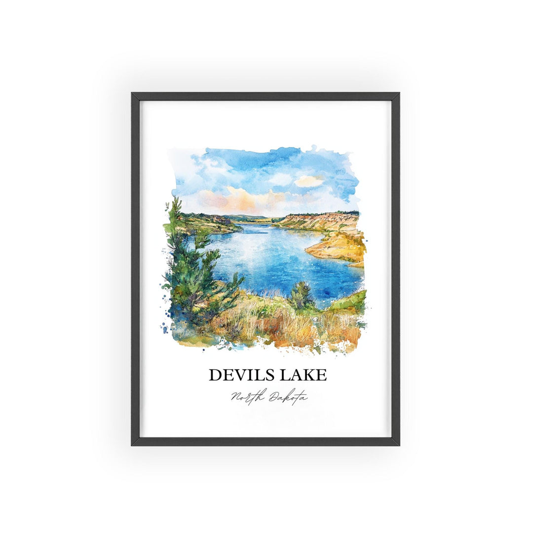 Devils Lake ND Wall Art, Sauk County Print, Devils Lake Watercolor Art, Devils Lake Gift, Travel Print, Travel Poster, Housewarming Gift