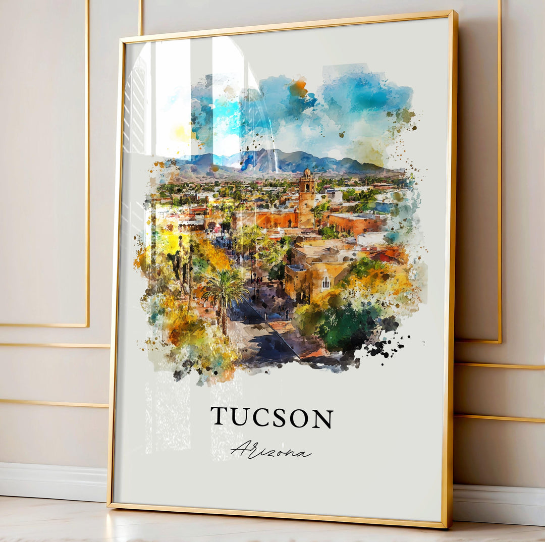 Tucson AZ Wall Art, Tucson Print, Tucson Watercolor Art, Pima County Gift, Travel Print, Travel Poster, Housewarming Gift