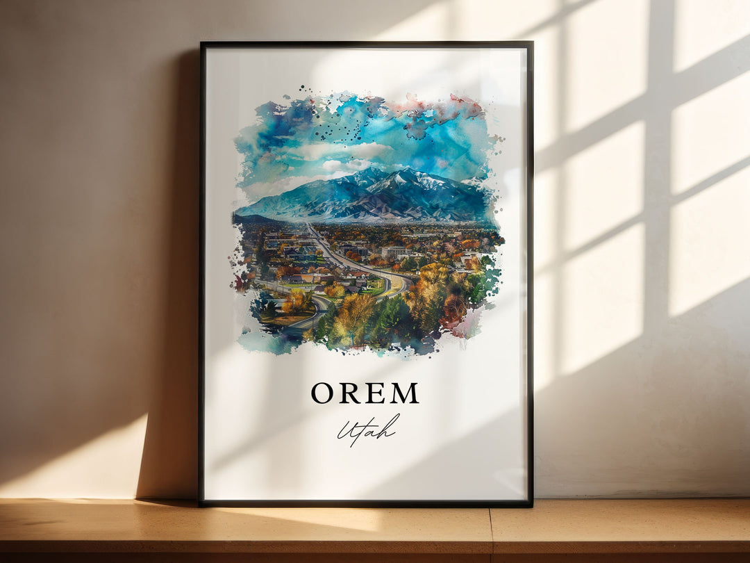 Orem, Utah, Utah – Watercolor Art Print