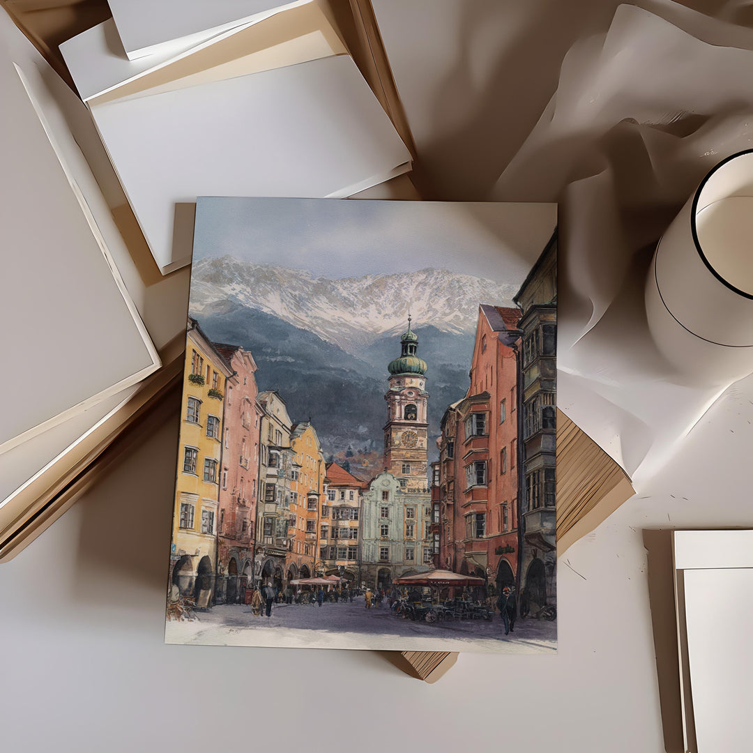 Innsbruck Austria Watercolor Art Innsbruck Travel Print Innsbruck Artwork Innsbruck Austria Decor Austria Wall Art