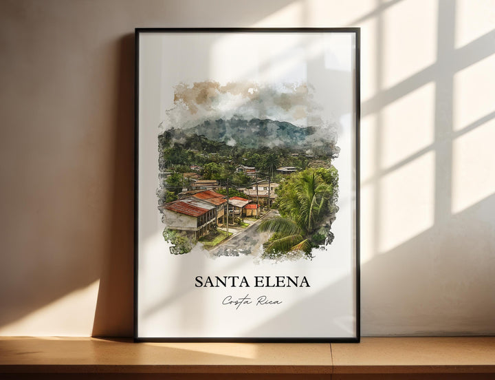 Santa Elena Wall Art, Monteverde Print, Costa Rica Watercolor Art, Santa Elena Gift, Travel Print, Travel Poster, Housewarming Gift