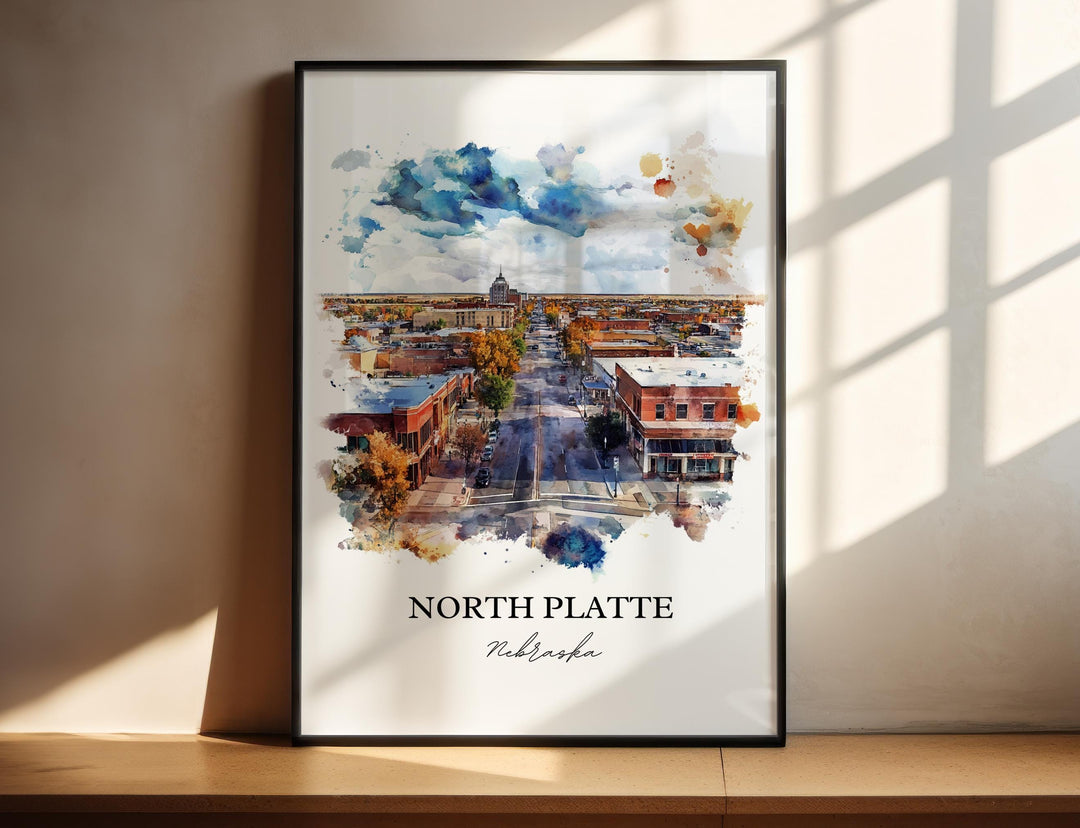 North Platte, Nebraska, USA – Watercolor Art Print