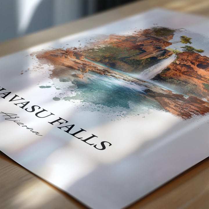 Havasu Falls Wall Art, Grand Canyon AZ Print, Arizona Watercolor Art, Havasu Falls Gift, Travel Print, Travel Poster, Housewarming Gift