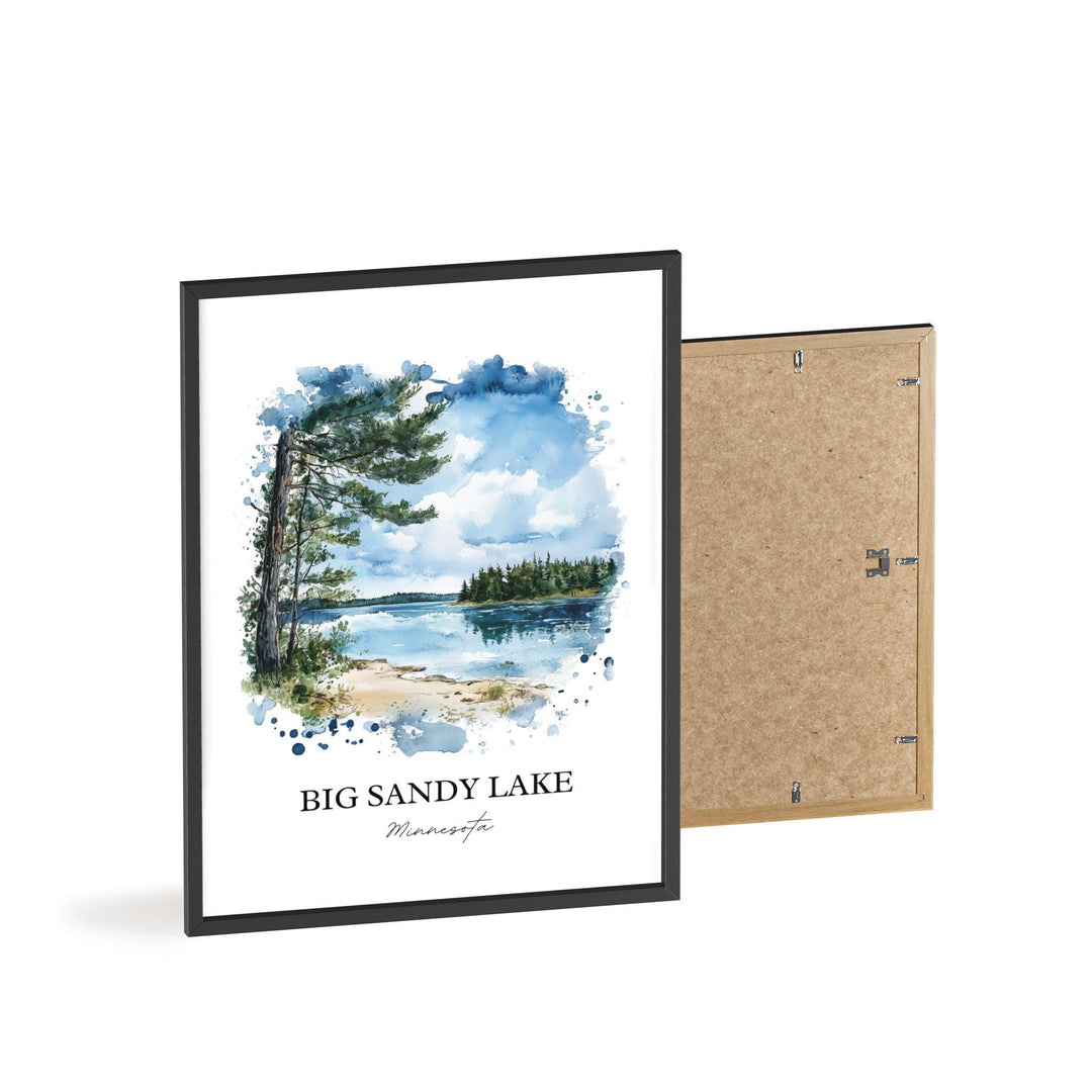 Big Sandy Lake Wall Art, Aitkin County Print, Montana Watercolor Art, Big Sandy Lake Gift, Travel Print, Travel Poster, Housewarming Gift