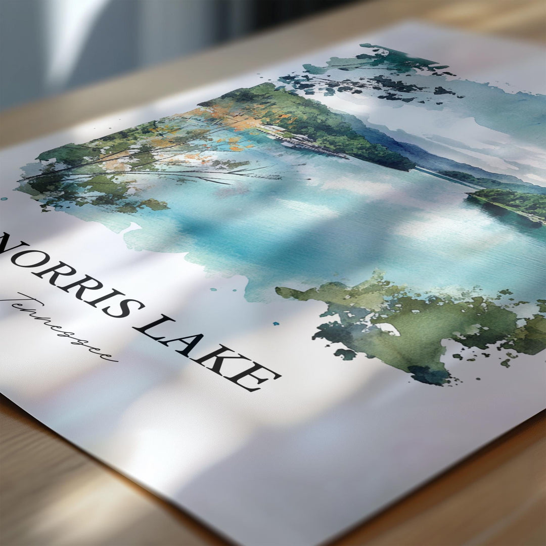 Norris Lake, Tennessee, USA – Watercolor Art Print