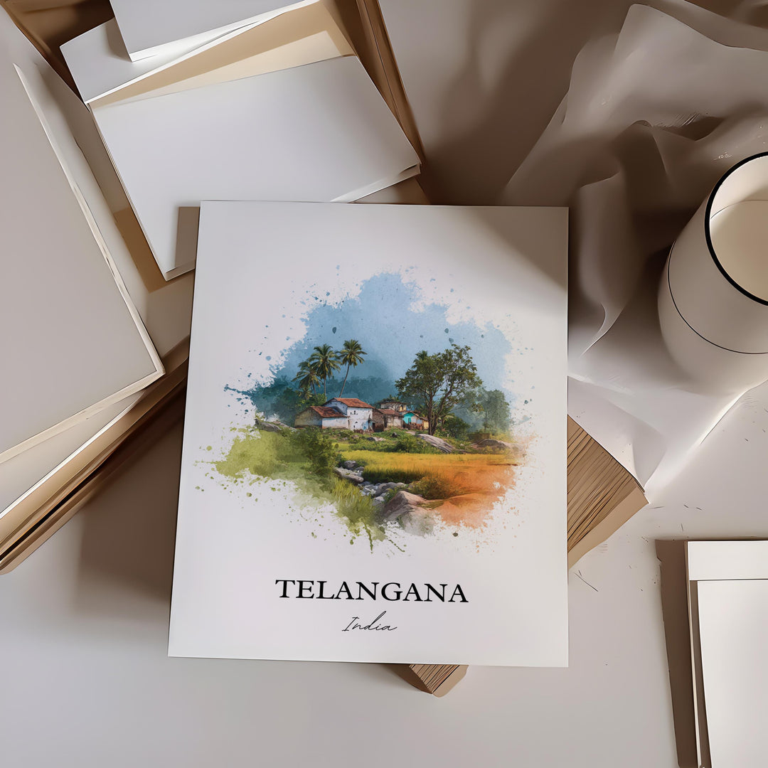 Telangana India Wall Art, Telangana Print, India Watercolor Art, Telangana India Gift, Travel Print, Travel Poster, Housewarming Gift