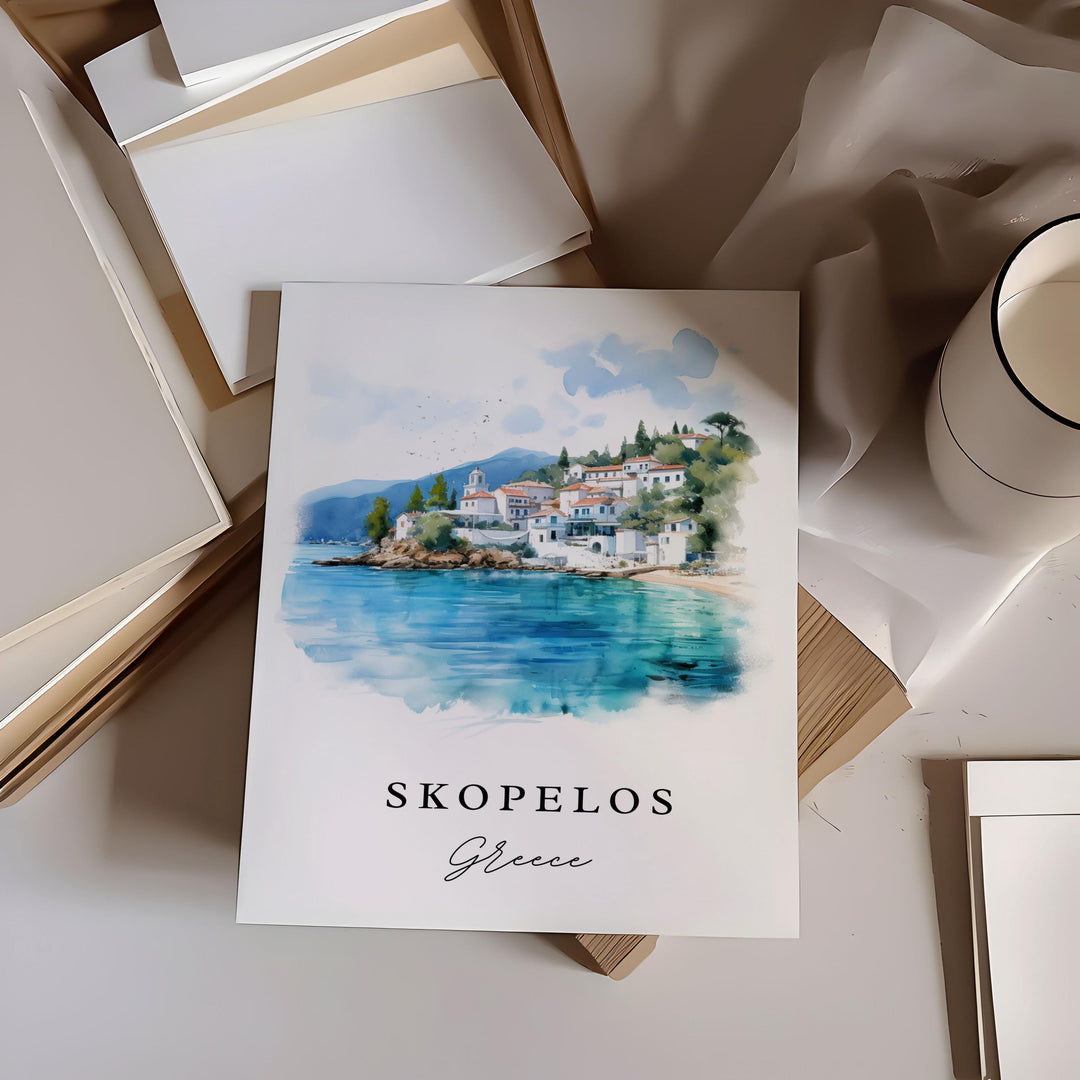 Skopelos Greece wall art - Greece, Skopelos poster print, Skopelos Wedding gift, Birthday present, Custom Text, Perfect Gift