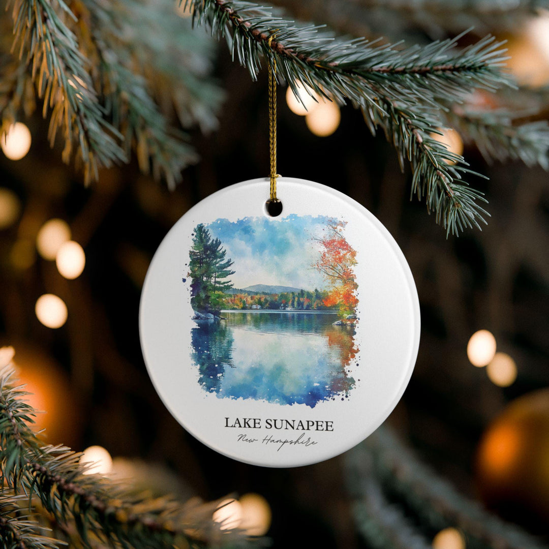 Lake Sunapee NH Ornament: Unique Lake Sunapee Souvenir, Lake Sunapee Xmas Decor, and Authentic Lake Sunapee NH Gift