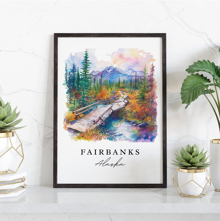 Fairbanks Alaska wall art - Alaska, Fairbanks print, Fairbanks AK Wedding gift, Birthday present, Custom Text, Perfect Gift