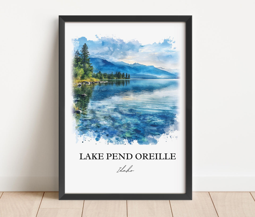 Lake Pend Oreille, Idaho, Idaho – Watercolor Art Print