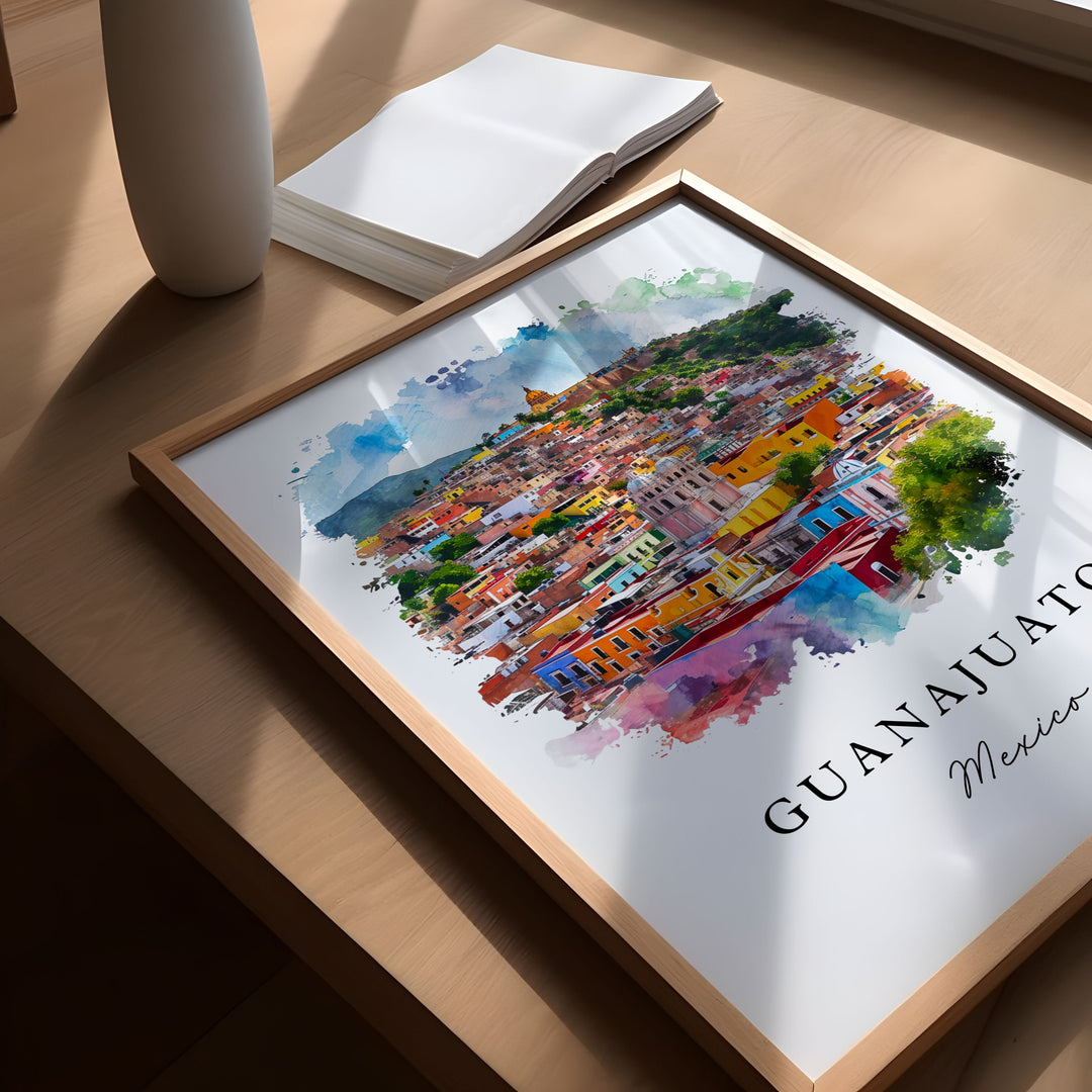 Guanajuato traditional travel art version 2- Mexico, Guanajuato print, Wedding gift, Birthday present, Custom Text, Perfect Gift