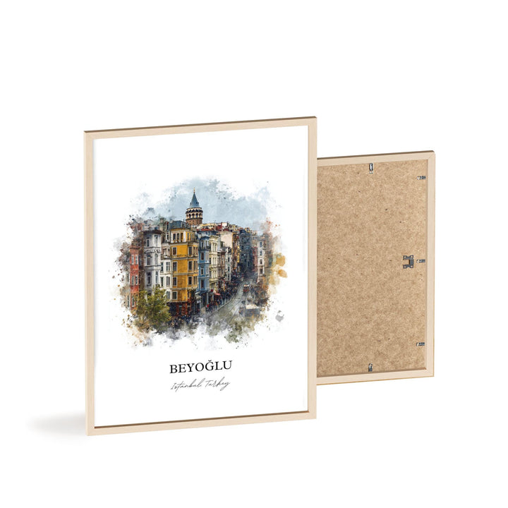 Beyoglu Wall Art, Beyoglu Print, Beyoglu Watercolor Art, Beyoglu Turkey Gift, Turkey Travel Print, Travel Poster, Housewarming Gift