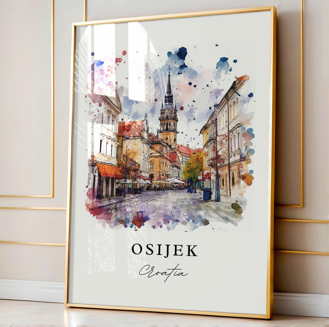 Osijek Croatia Wall Art, Osijek Print, Osijek Watercolor Art, Osijek Croatia Gift,