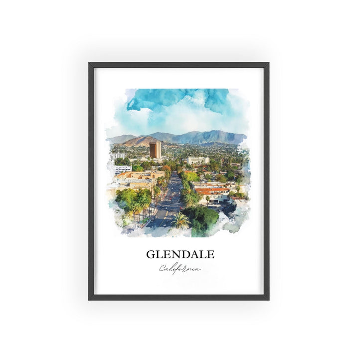 Glendale CA Wall Art, Glendale CA Print, California Watercolor Art, Glendale CA Gift, Travel Print, Travel Poster, Housewarming Gift