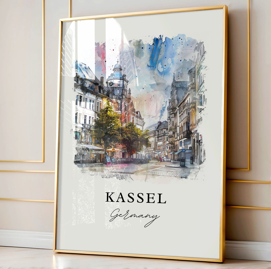 Kassel Wall Art, Kassel Germany Print, Kassel Watercolor Art, Kassel Germany Gift,