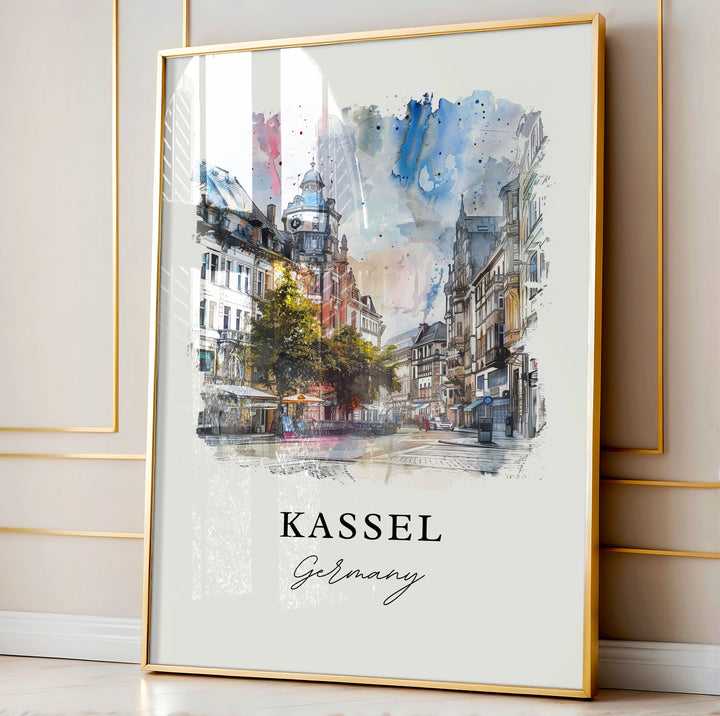 Kassel Wall Art, Kassel Germany Print, Kassel Watercolor Art, Kassel Germany Gift,