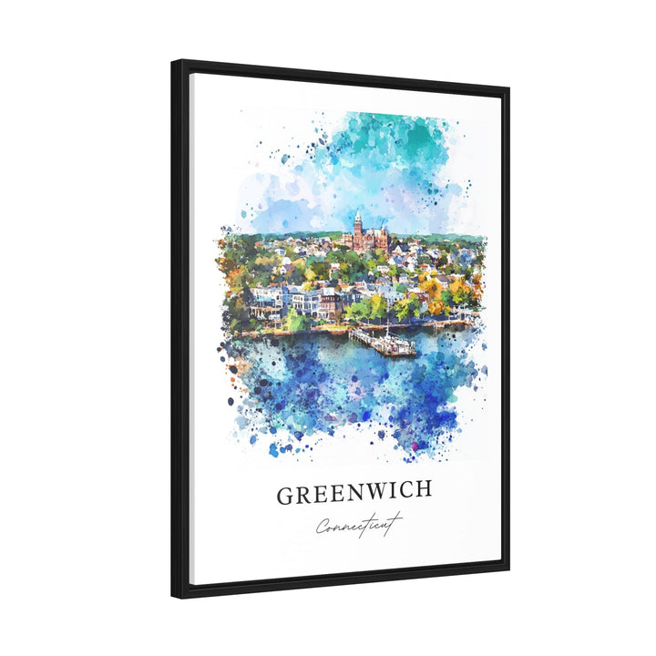 Greenwich CT Wall Art, Greenwich Print, Greenwich Watercolor Art, Greenwich Connecticut Gift, Travel Poster, Housewarming Gift