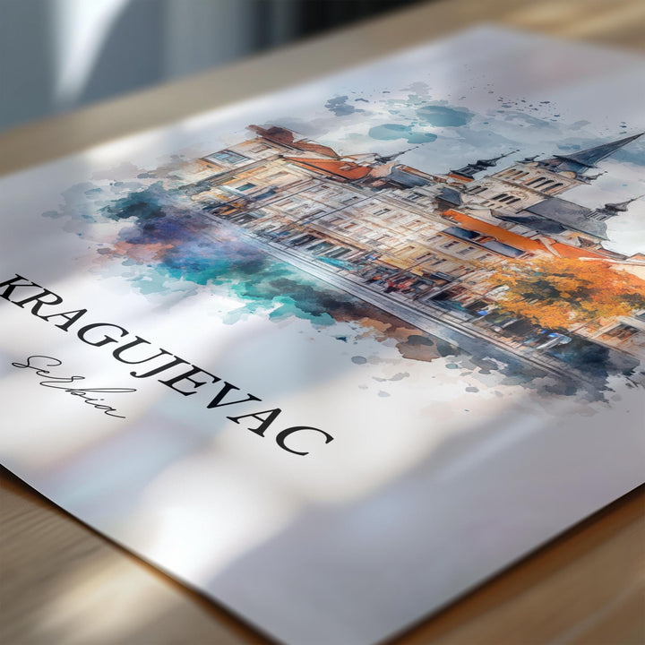 Kragujevac Wall Art, Sumadija District Print, Serbia Watercolor Art, Kragujevac Gift, Travel Print, Travel Poster, Housewarming Gift