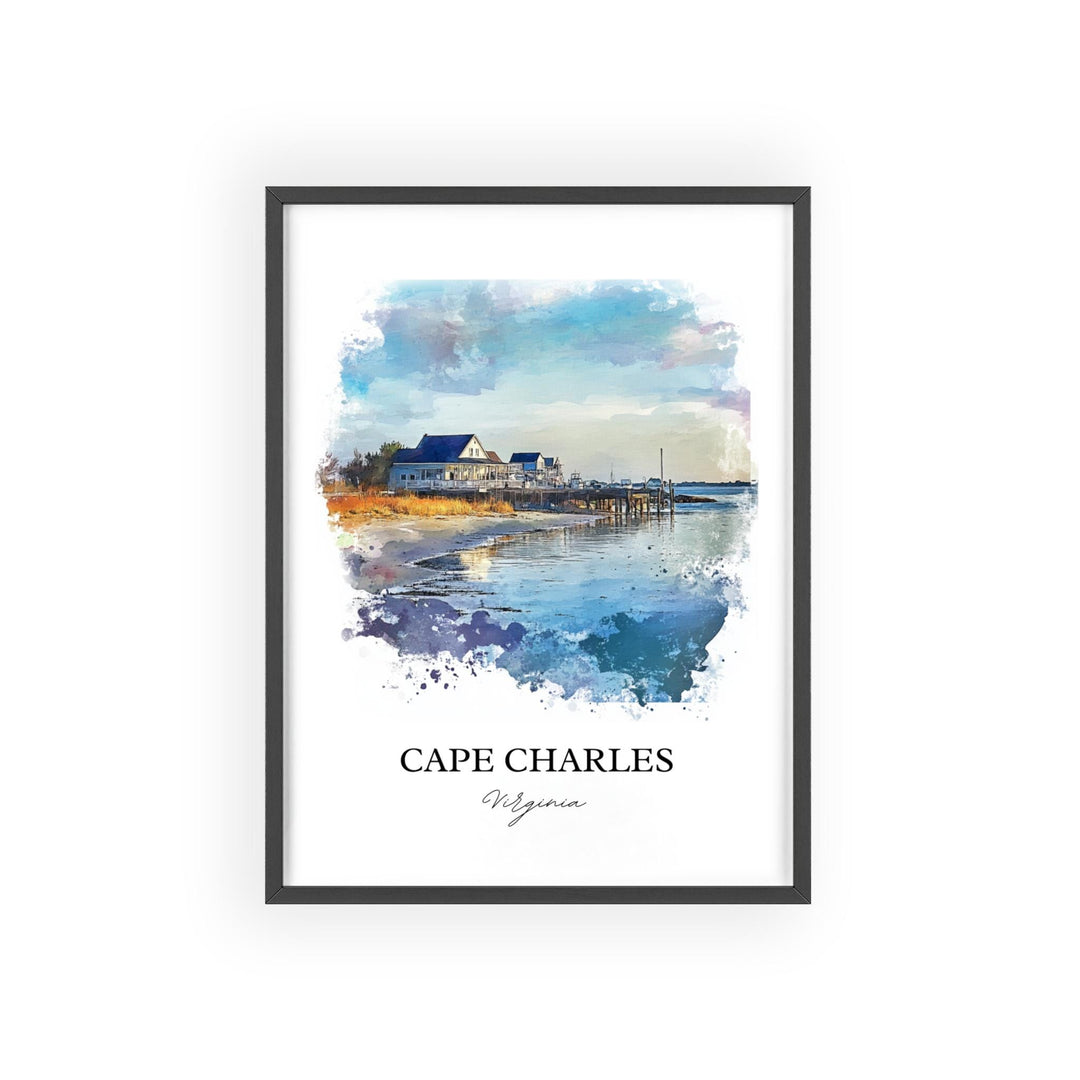 Cape Charles VA Wall Art, Northampton County Print, Virginia Watercolor, Cape Charles Gift, Travel Print, Travel Poster, Housewarming Gift