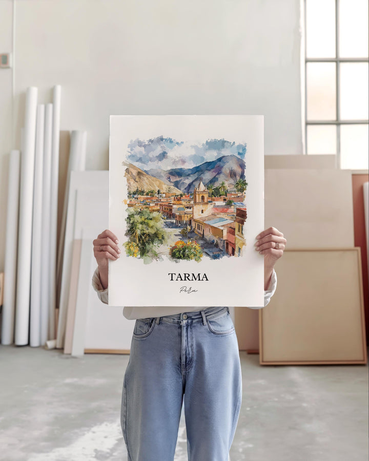 Tarma Peru Wall Art, Junín Region Print, Peru Watercolor Art, Tarma Peru Gift, Travel Print, Travel Poster, Housewarming Gift