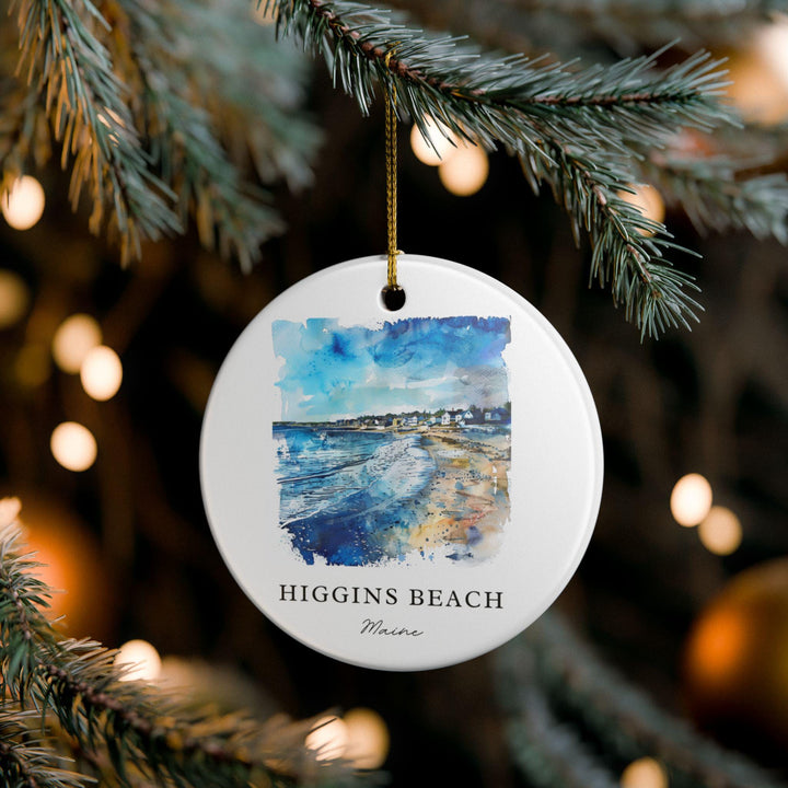 Higgins Beach Ornament: Unique Higgins Beach Souvenir, Higgins Beach ME Xmas Decor, and Authentic Maine Gift