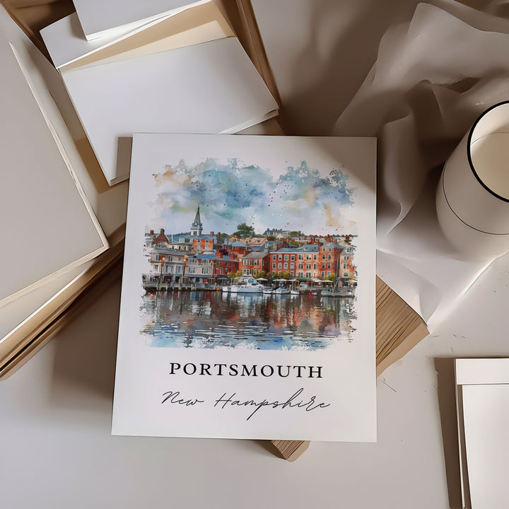 Portsmouth NH Wall Art, Portsmouth Print, Piscataqua River Watercolor, Portsmouth Gift,