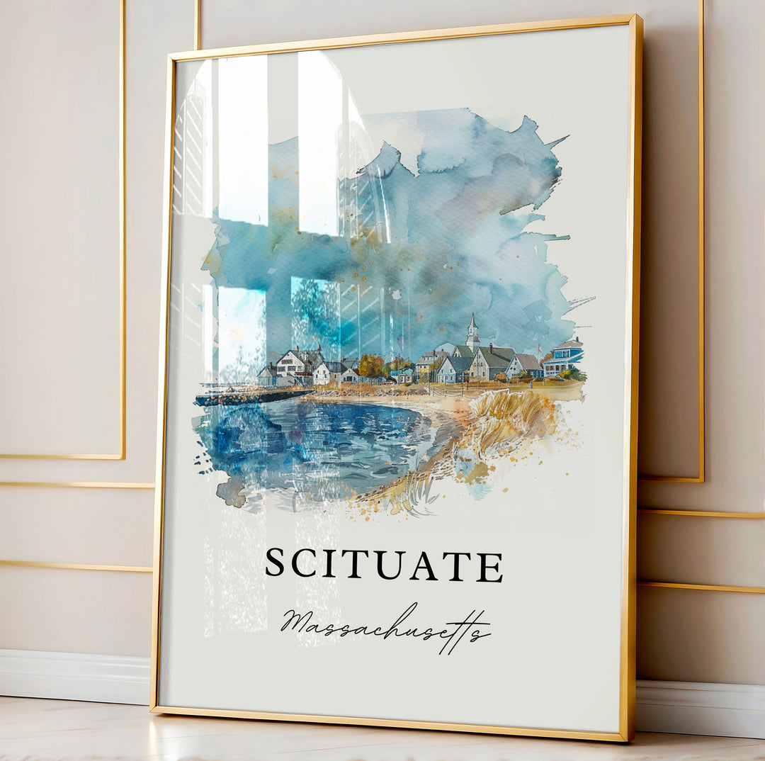 Scituate Wall Art, Plymouth County Print, South Shore MA Watercolor Art, Scituate Mass. Gift,