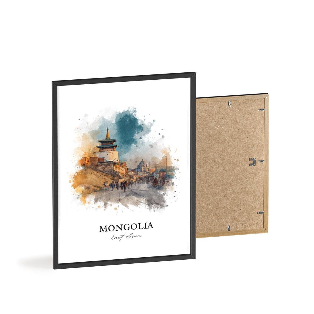 Mongolia Wall Art, Mongolia Print, Mongolia Watercolor Art, Mongolia Gift, Travel Print, Travel Poster, Housewarming Gift