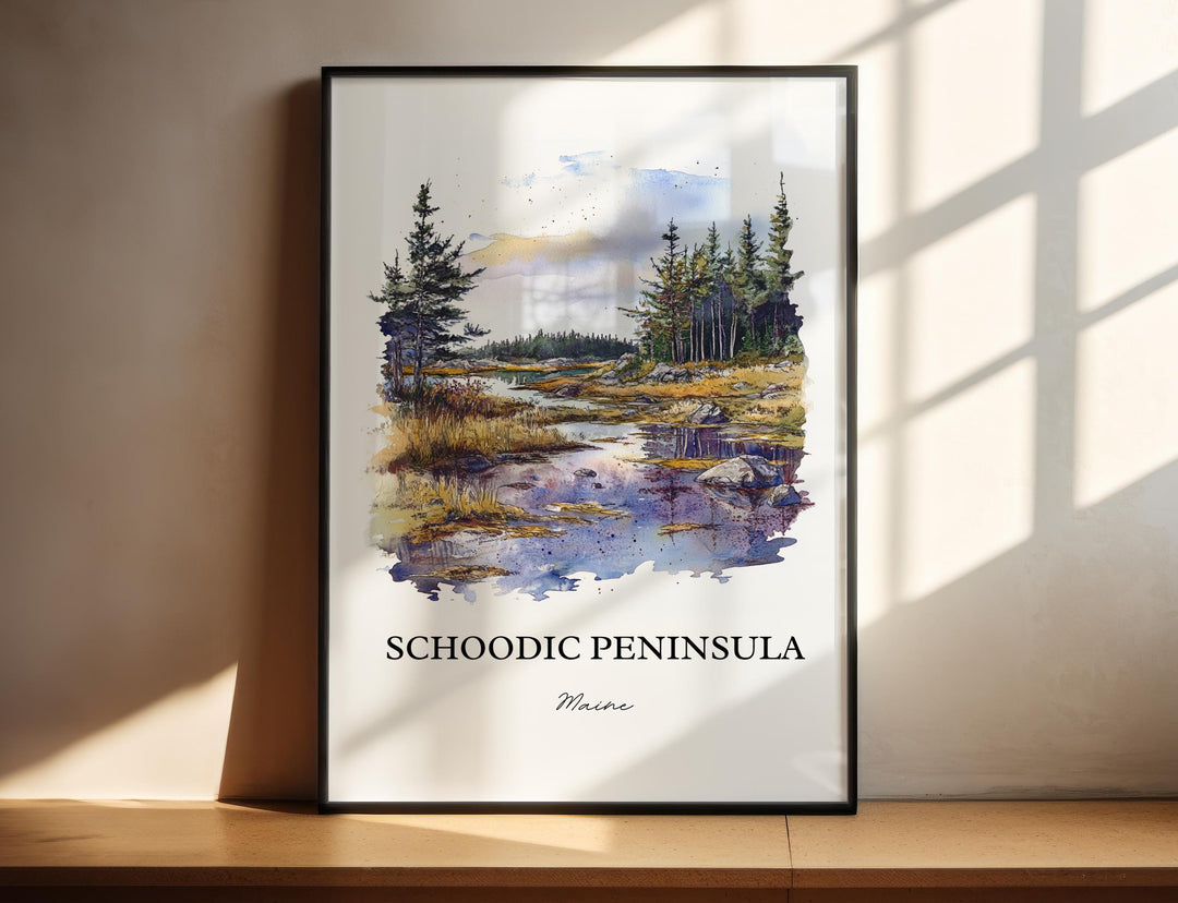 Schoodic Peninsula Art, Down East ME Print, Maine Watercolor Art, Schoodic Peninsula Gift, Travel Print, Travel Poster, Housewarming Gift