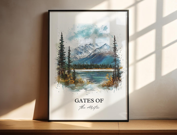 Gates of the Arctic Wall Art, Alaska Print, Alaska Watercolor Art, Gates of the Arctic Gift, Travel Print, Travel Poster, Housewarming Gift