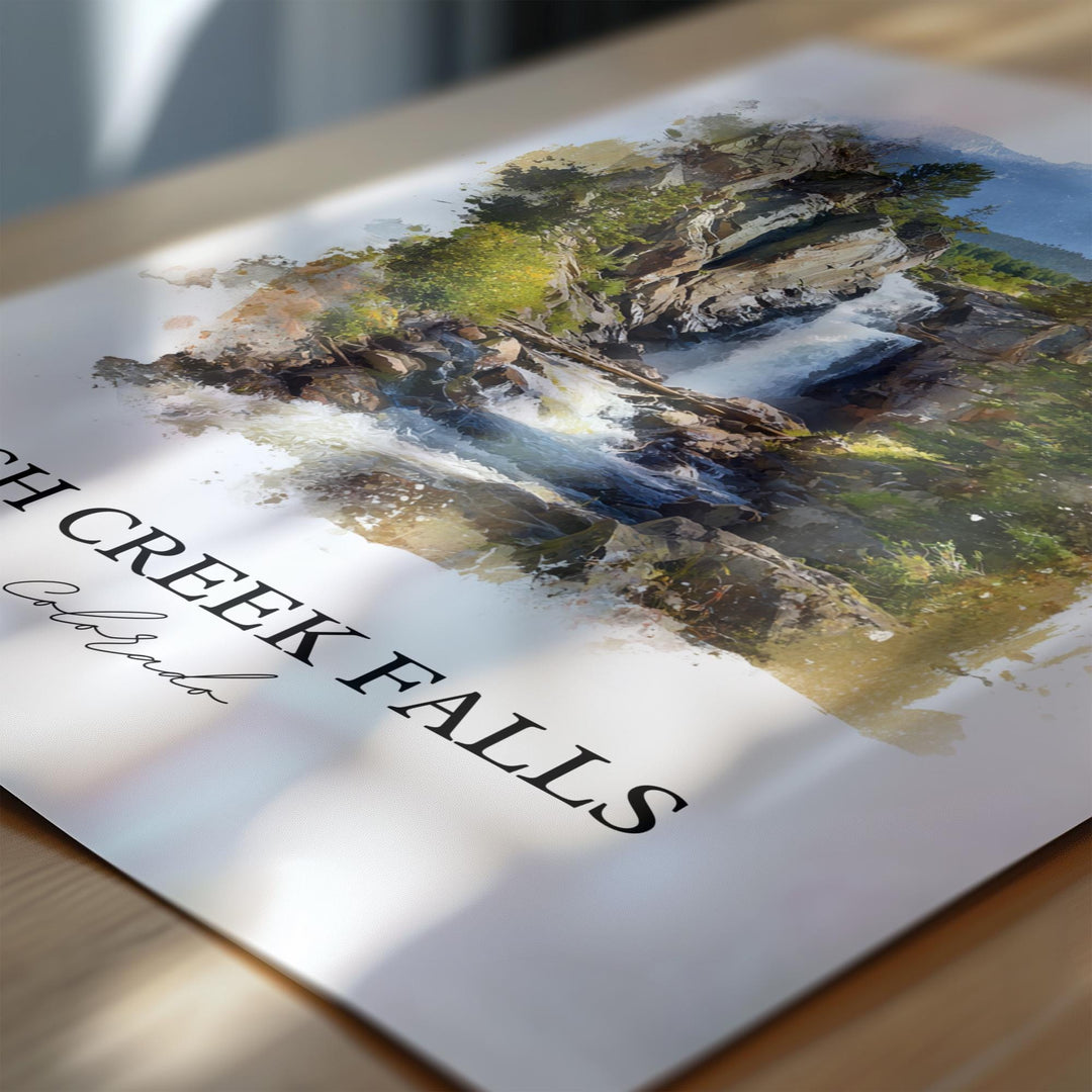 Fish Creek Falls Art, Steamboat Springs Print, Colorado Watercolor, Fish Creek Falls Gift, Travel Print, Travel Poster, Housewarming Gift