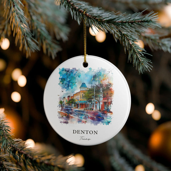 Denton Texas Ornament: Unique Denton TX Souvenir, Denton Texas Xmas Decor, and Authentic Texas Gift
