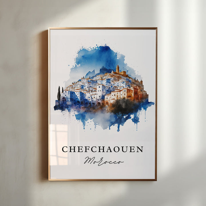 Chefchaouen Morocco wall art - Morocco, Chefchaouen poster, Chefchaouen Wedding gift, Birthday present, Custom Text, Personalised Gift