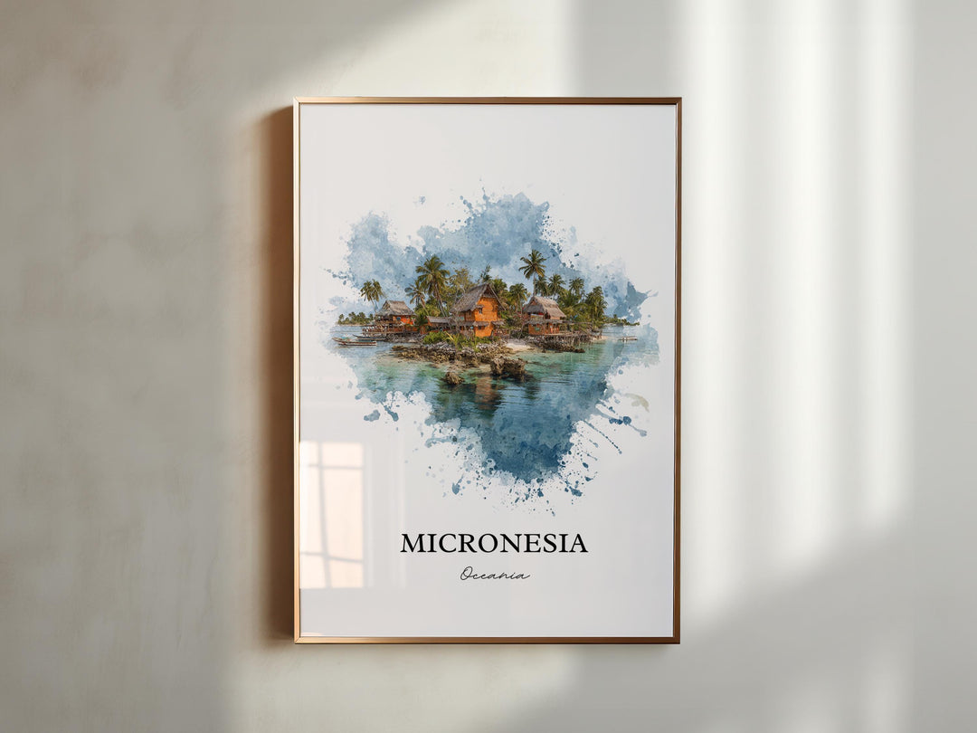 Micronesia Wall Art, Micronesia Print, Micronesia Watercolor Art, Micronesia Gift, Travel Print, Travel Poster, Housewarming Gift