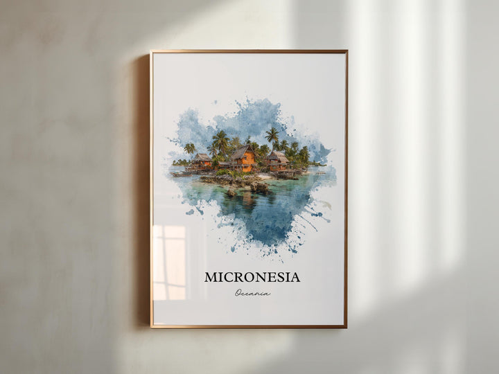Micronesia Wall Art, Micronesia Print, Micronesia Watercolor Art, Micronesia Gift, Travel Print, Travel Poster, Housewarming Gift