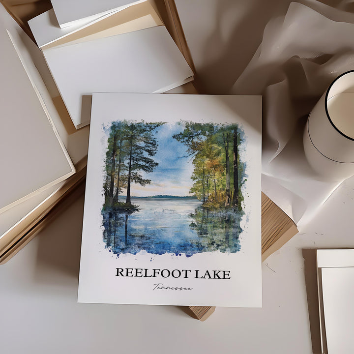 Reelfoot Lake Wall Art, Tiptonville TN Print, Tennessee Watercolor Art, Reelfoot Lake Gift, Travel Print, Travel Poster, Housewarming Gift