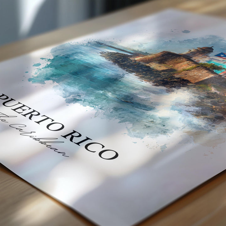 Puerto Rico Wall Art, Puerto Rico Print, Puerto Rico Watercolor Art, Puerto Rico Gift, Travel Print, Travel Poster, Housewarming Gift