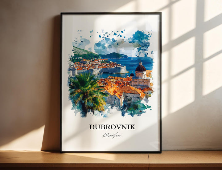 Dubrovnik Wall Art, Dubrovnik Croatia Print, Croatia Watercolor Art, Dubrovnik Gift, Travel Print, Travel Poster, Housewarming Gift